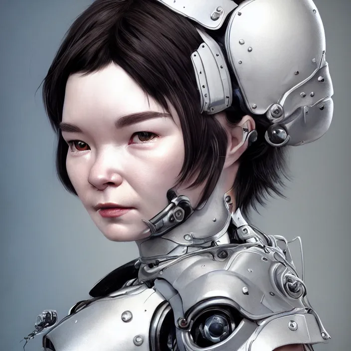 Image similar to hyper - realistic bjork leather cyborg - by tom bagshaw, by ilya kuvshinov, rtx rendering, octane render 1 2 8 k, maya, extreme high intricate details by wlop, digital anime art by ross tran, medium shot, close up shot, composition by sana takeda, dramatic lighting by greg rutkowski, 8 k, trending on artstation