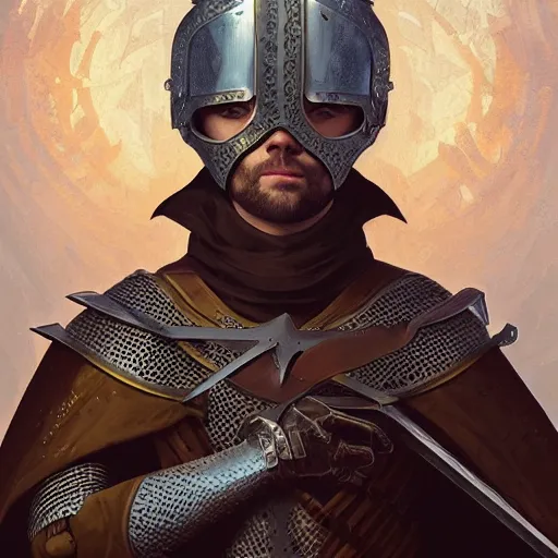 Image similar to Northernlion (Ryan Letourneau) as a medieval knight, intricate, highly detailed, digital painting, artstation, concept art, sharp focus, illustration, art by greg rutkowski and alphonse mucha
