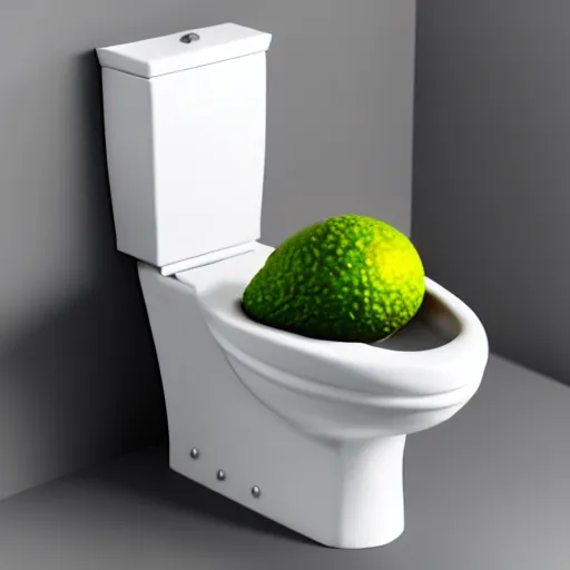 Image similar to : avocado shaped toilet, cinematic lighting, hyper - realistic, detailed, marcel duchamp, render by c 4 d octane, unreal engine, 8 k 3 d render