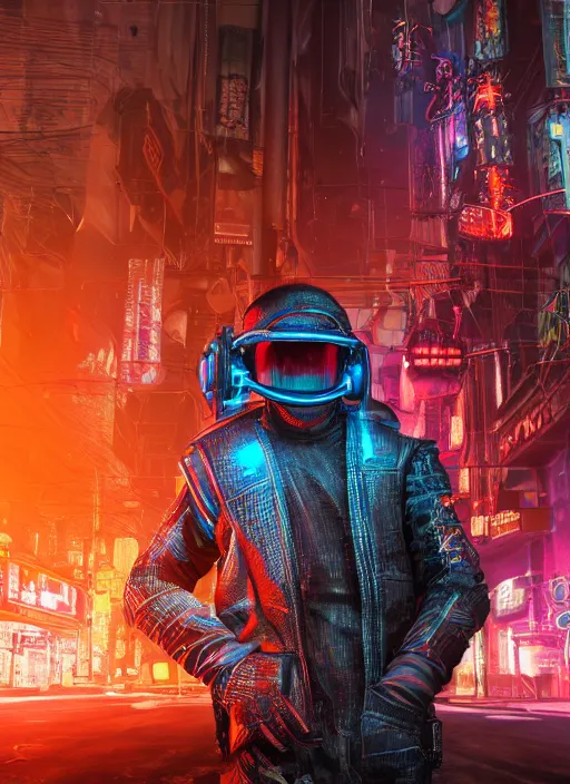 Image similar to hyperrealism, detailed textures, photorealistic 3 d cyberpunk octopus in apocalyptic city, futuristic clothing and helmet, neon colors, ultra realistic, cinematic, intricate, low light, unreal engine 8 k