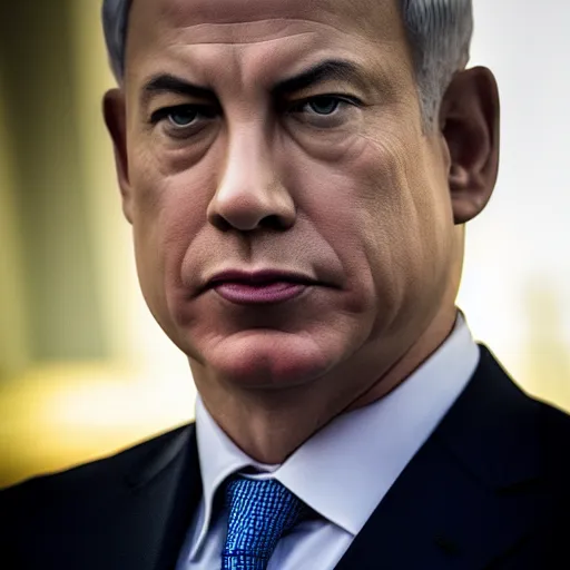 Image similar to binyamin netanyahu medium close up portrait film still 4 0 mm low depth of field in the style of game of thrones high detail