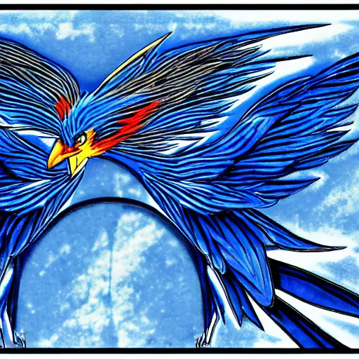 blue phoenix bird drawing