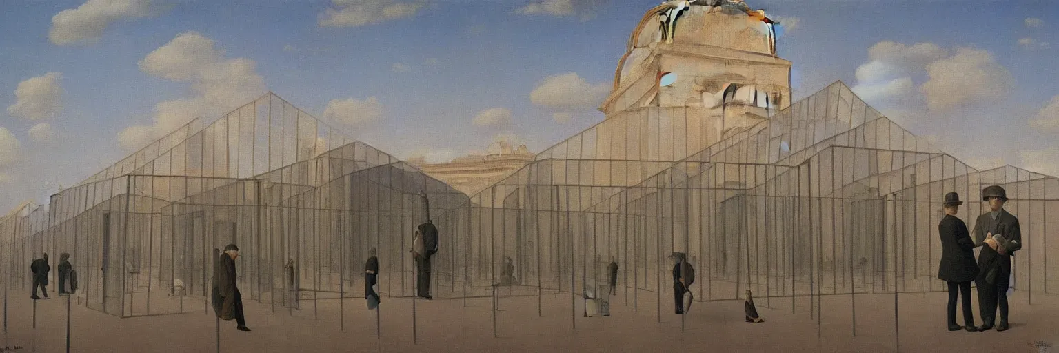 Prompt: Louvre Museum oil painting magritte