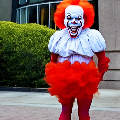 Prompt: Pennywise the clown as a central banker, full body shot
