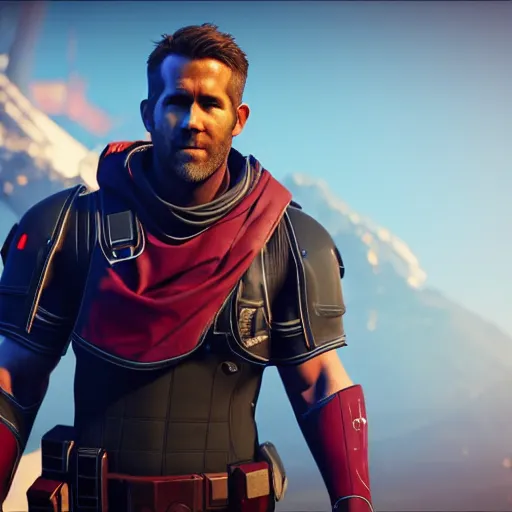 Image similar to ryan reynolds in destiny 2, highly detailed, extremely high quality, hd, 4 k, 8 k, canon 3 0 0 mm, professional photographer, 4 0 mp, lifelike, top - rated, award winning, realistic, detailed lighting, detailed shadows, sharp, no blur, edited, corrected, trending