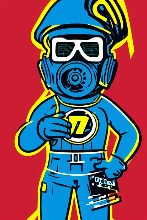 Image similar to fallout 7 6 retro futurist illustration art by butcher billy, sticker, colorful, illustration, highly detailed, simple, smooth and clean vector curves, no jagged lines, vector art, smooth andy warhol style