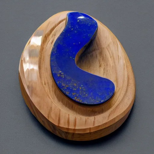 Prompt: abstract carved lapis sculptural jewelry, wiggly irrational shapes, fluid and dynamic forms, detailed and complex, sharp and smooth, product photo