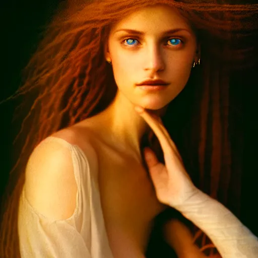 Image similar to photographic portrait of a stunningly beautiful renaissance female in soft dreamy light at sunset, contemporary fashion shoot, by edward robert hughes, annie leibovitz and steve mccurry, david lazar, jimmy nelsson