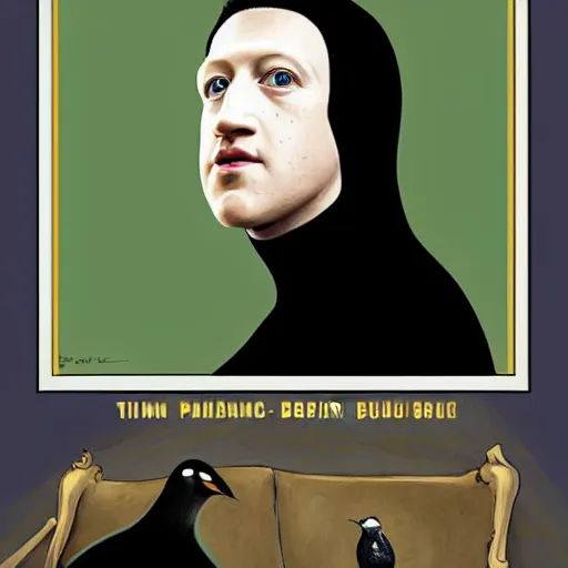 Prompt: mark zuckerberg as the penguin in Batman returns directed by Tim burton movie poster portrait concept art