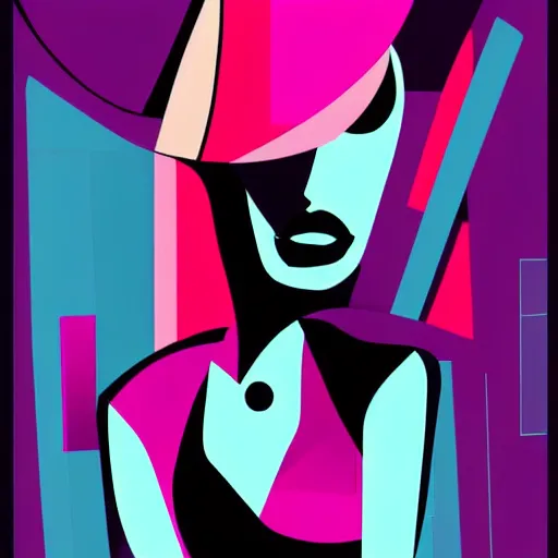 Image similar to vector style the abstract painting of an image of a lady artistic flat illustration, cyber punk minimal figure art, soft colors mono chromatic, art in the style of Bryen Frost