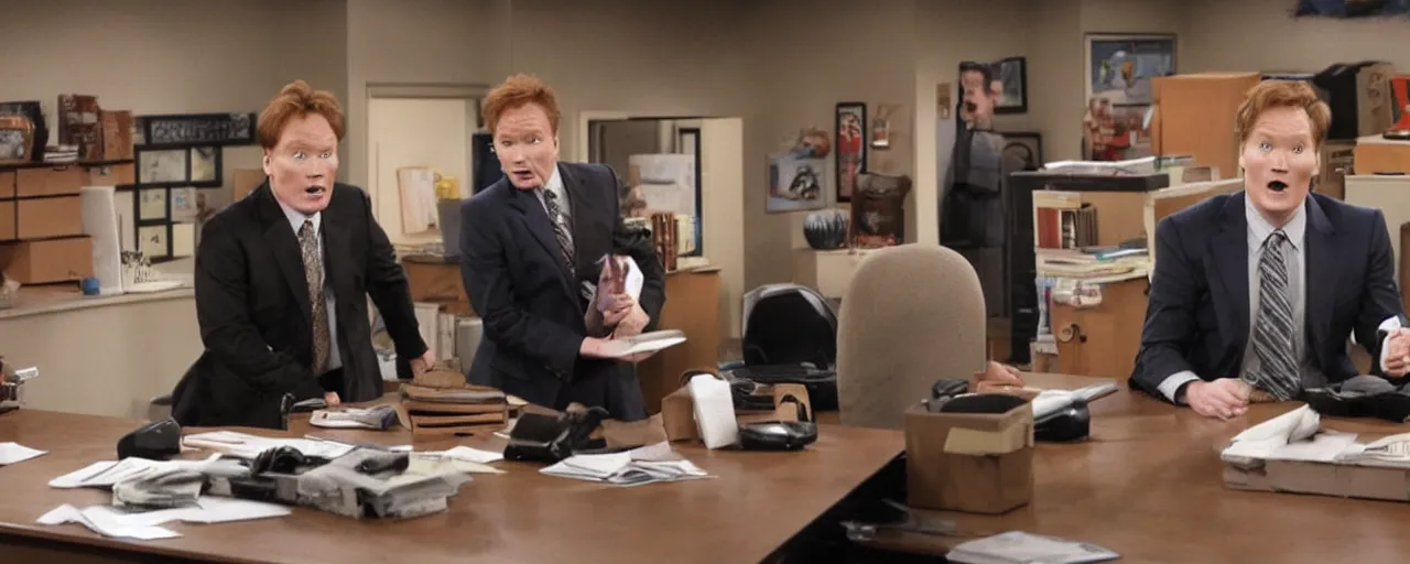 Prompt: conan obrien in the office season 2