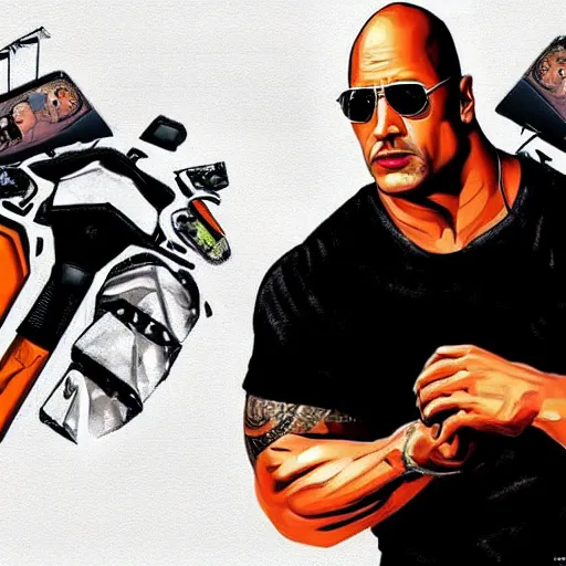 Image similar to dwayne johnson as gta art