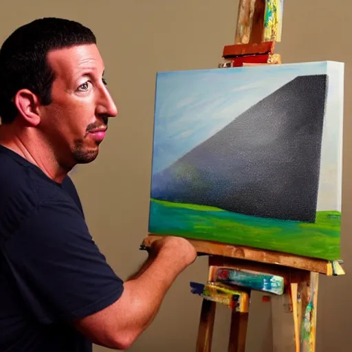 Image similar to adam sandler painting 4 k detailed super realistic