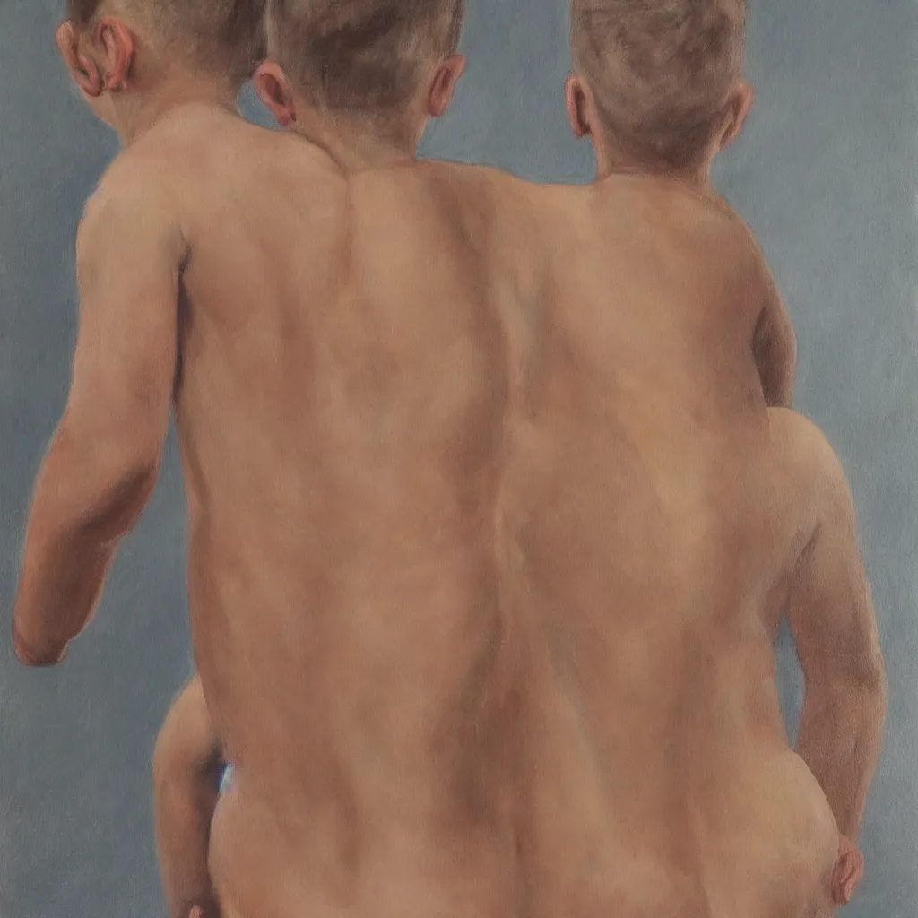 Prompt: painting of a boy back pose