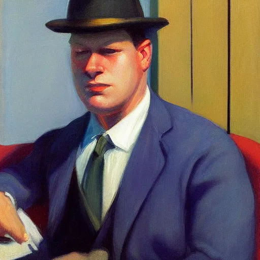 Prompt: a realistic john barilaro portrait, by edward hopper,