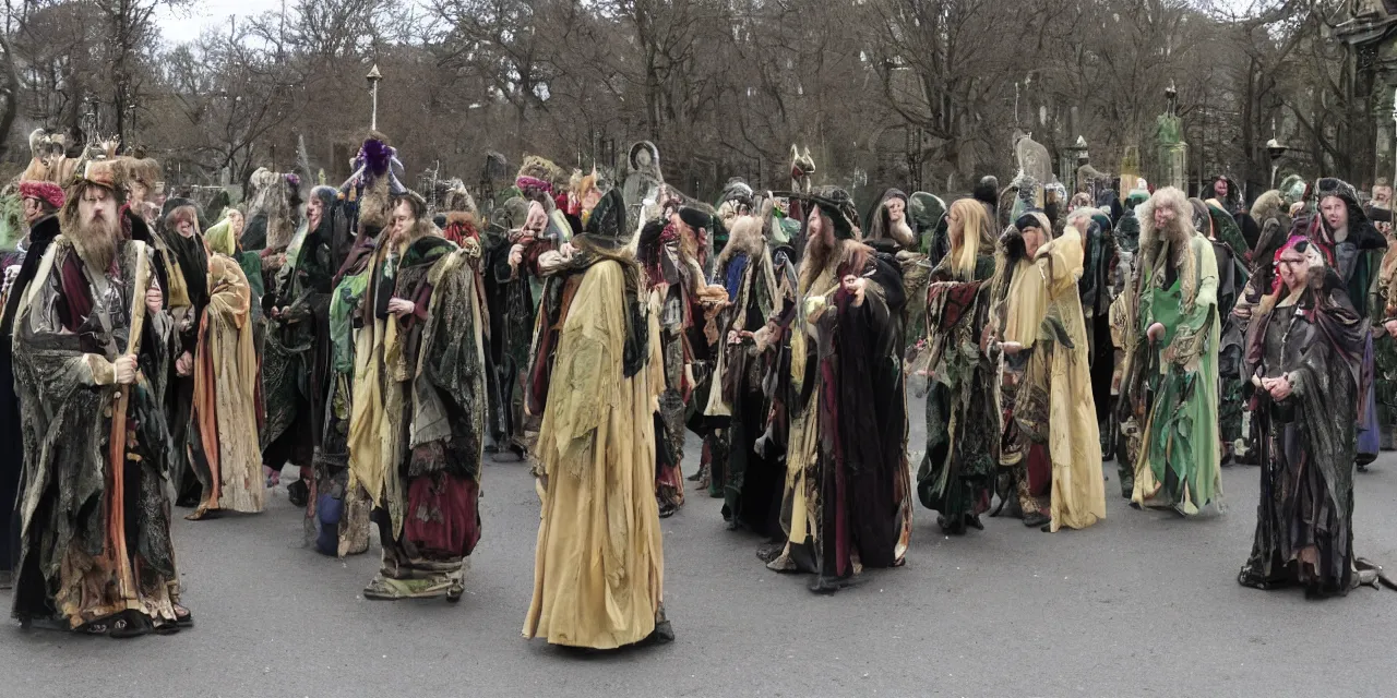 Prompt: Outside the palace there was a gathering of druids