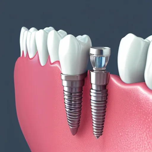 Prompt: presentation of dental implant, dark background, soft ligning, beautiful photorealistic