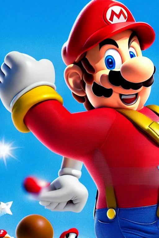 Prompt: a movie still of chris pratt as mario, highly detailed, studio lighting