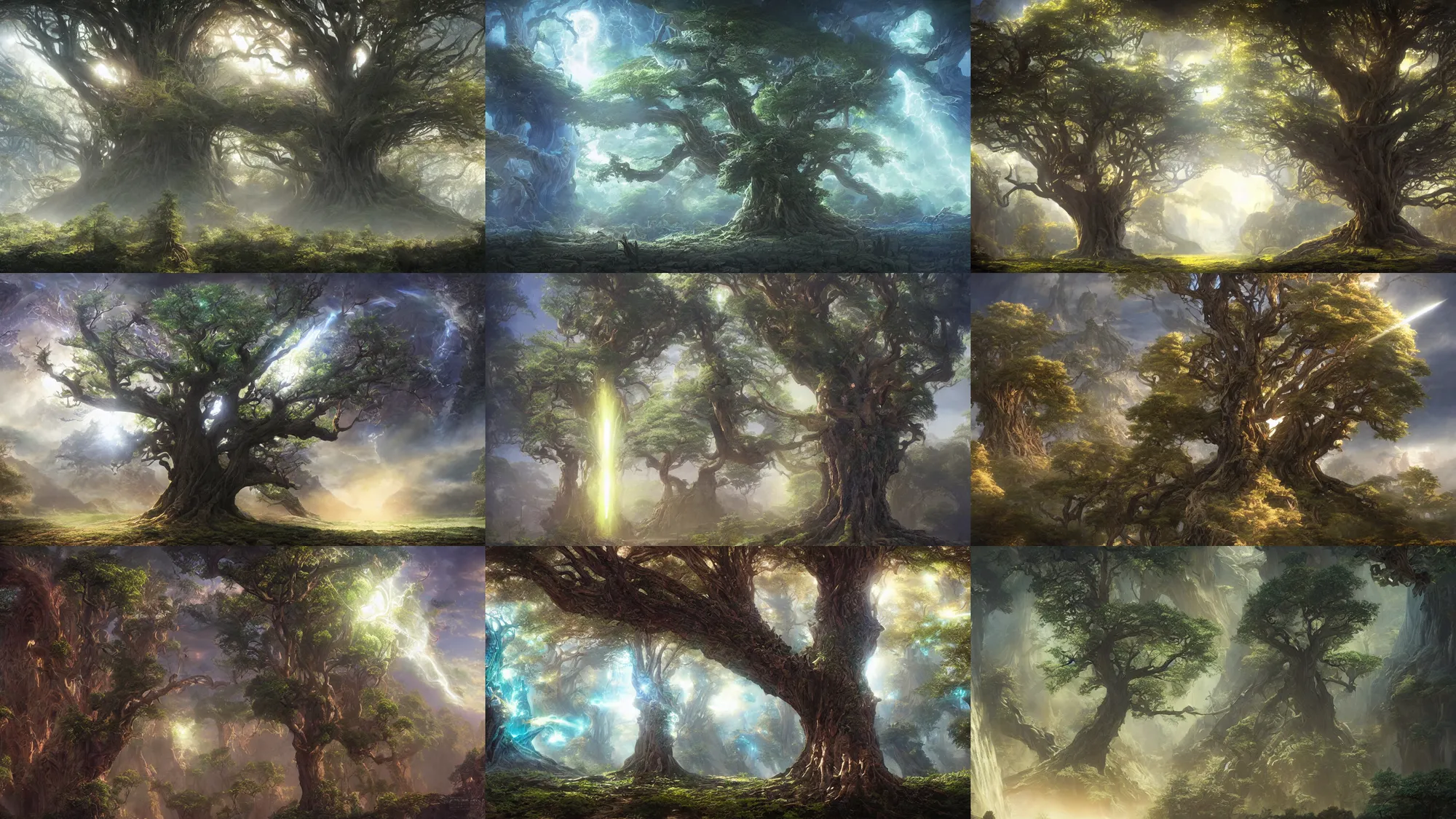 Prompt: tree of life, volymetric light, highly detailed matte painting, noriyoshi ohrai, charlie bowater, mark brooks