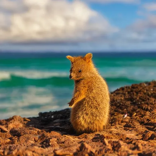 Prompt: a quokka wearing a hawaii shirt