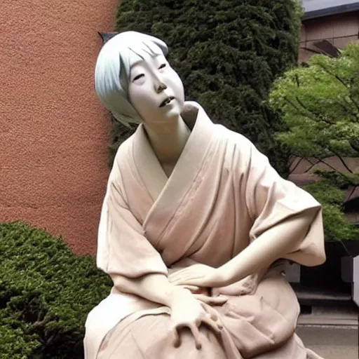 Image similar to japanese woman suddenly turned into a statue!!!!!