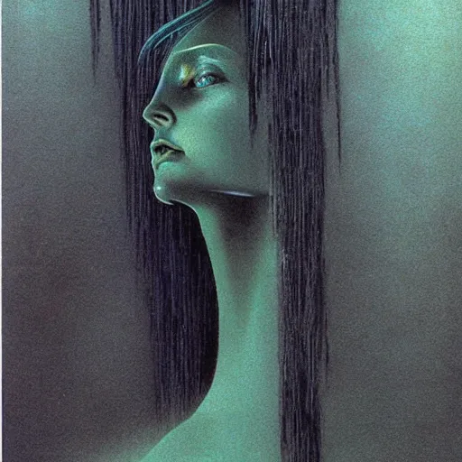 Image similar to cortana, illustrated by zdzisaw beksinski