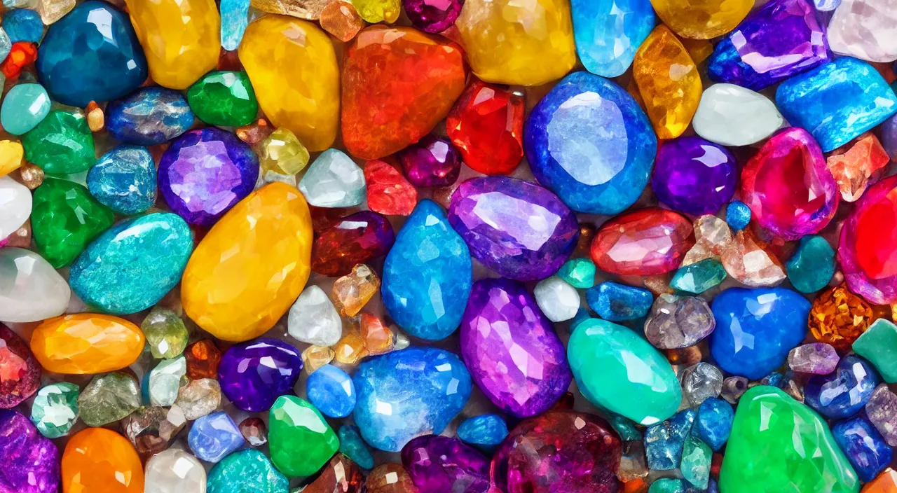 Prompt: material study, beautiful, colorful gemstones, detailed, 4 k