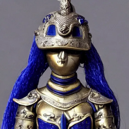 Prompt: beautiful warrior with lapis lazuli armour