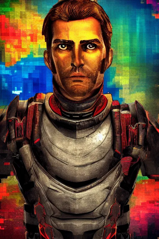 Image similar to man made of tv static, game character