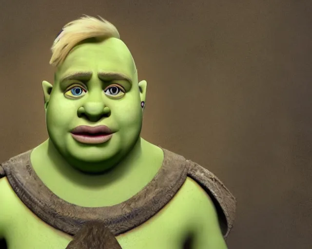 Image similar to boris johnson as fiona from shrek, character art, by various concept artists, redshift render, hyperrealistic face, photorealistic render