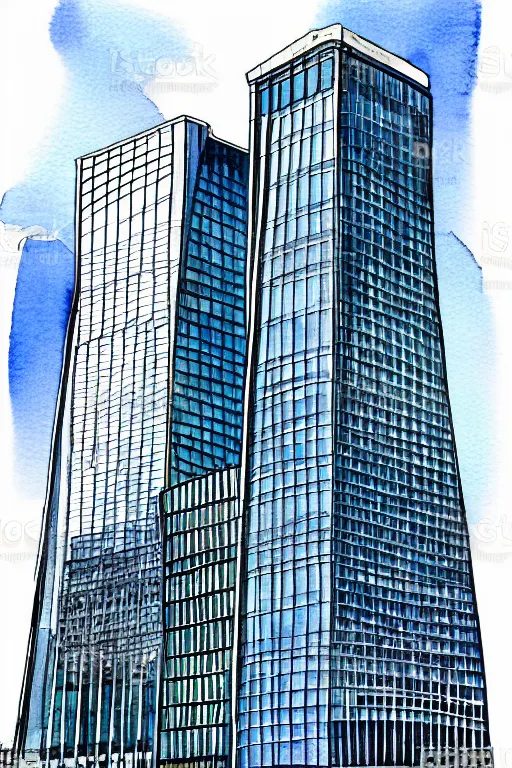 Prompt: minimalist watercolor art of frankfurt european central bank, illustration, vector art