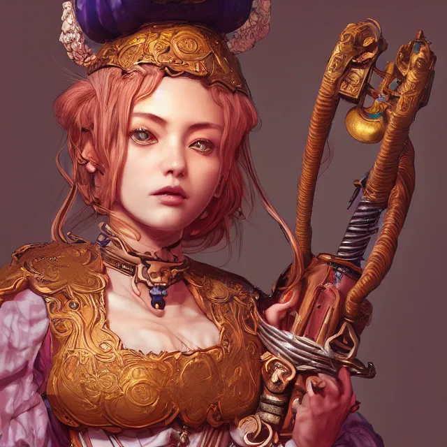 Prompt: the portrait of neutral good colorful female cleric bard as absurdly beautiful, gorgeous, elegant, realistic gravure idol, an ultrafine hyperdetailed illustration by kim jung gi, irakli nadar, intricate linework, super sharp focus, bright colors, unreal engine 5 highly rendered, global illumination, radiant light, detailed and intricate environment