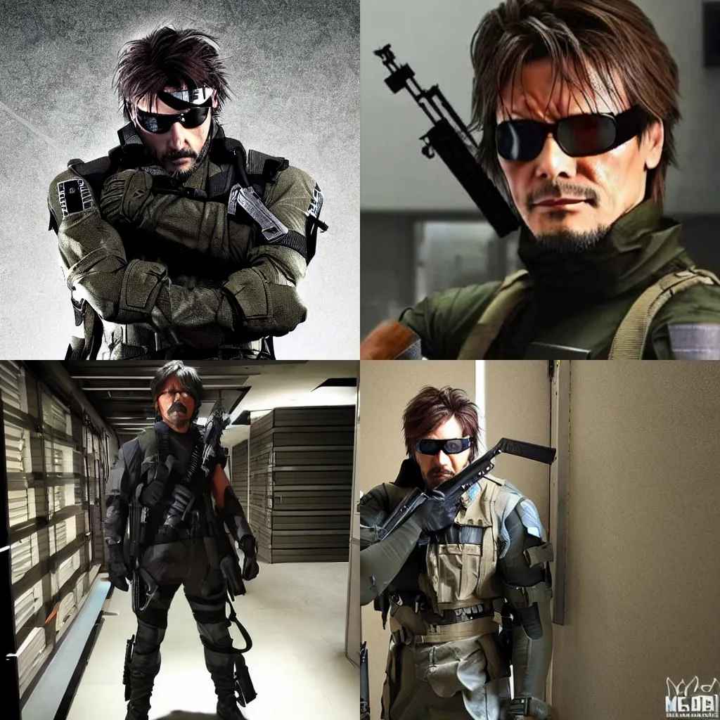 Prompt: Hideo Kojima as Solid Snake from Metal Gear Solid