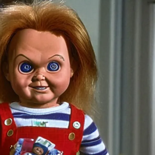 Prompt: Chucky the doll on an episode of Full House