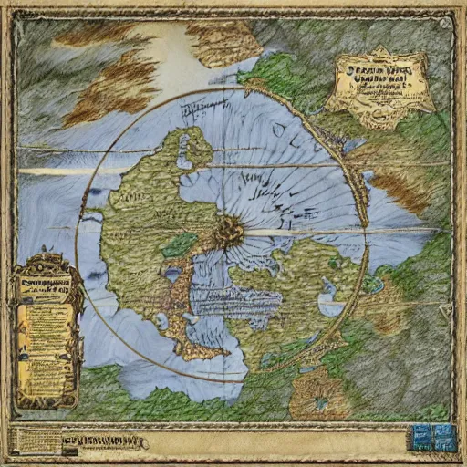 Image similar to ancient fantasy cartographer map extremely detailed