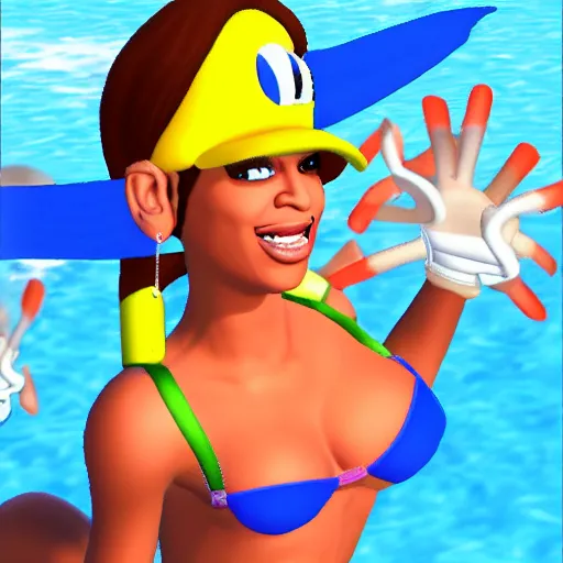 Prompt: realistic beyonce, inside a game of super Mario sunshine
