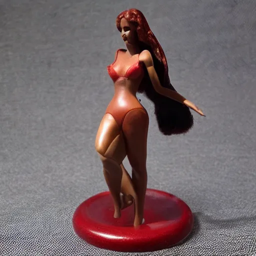 Prompt: a beautiful toned woman plastic toy