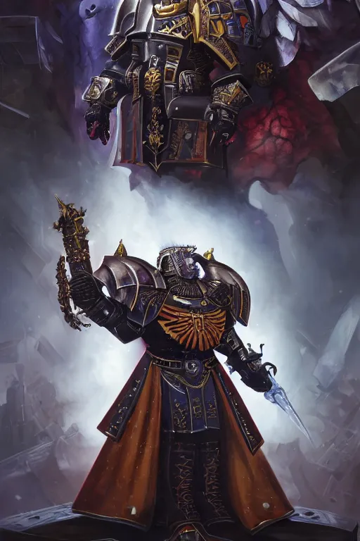 Image similar to queen portrait heros warhammer 4 0 k horus heresy fanart - the primarchs emperor by johannes helgeson animated with vfx concept artist & illustrator global illumination ray tracing hdr fanart arstation zbrush central hardmesh 8 k octane renderer comics stylized