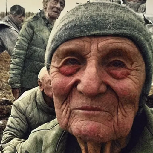 Image similar to the last selfie of the last surviving ukrainian in a nuclear war