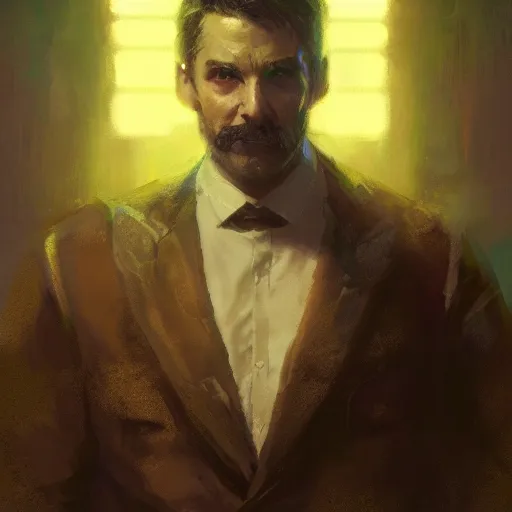 Prompt: a victorian man with a glowing chest, sci fi portrait by craig mullins, gaston bussiere, greg rutkowski