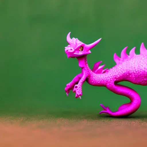 Prompt: Hyper realistic pink dragon on a small planet