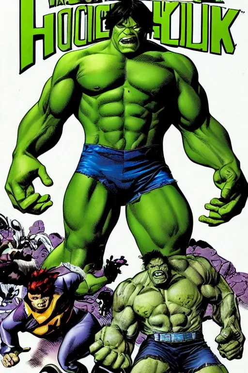 Image similar to incredible hulk comic book front cover,