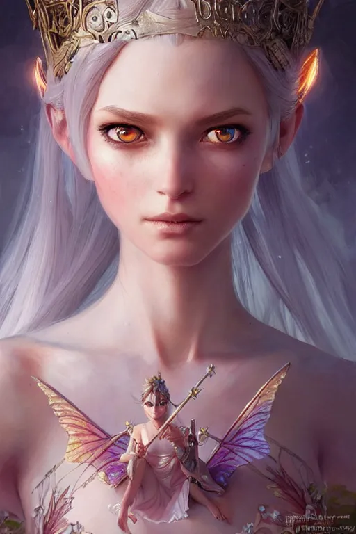 Image similar to fairy princess, highly detailed, d & d, fantasy, highly detailed, digital painting, trending on artstation, concept art, sharp focus, illustration, art by artgerm and greg rutkowski and magali villeneuve