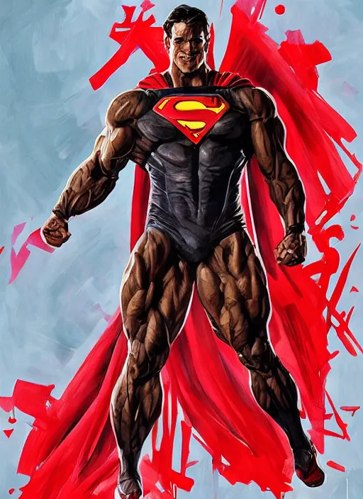 Prompt: portrait of crossfit bodybuilder sprinter superman!, futuristic detailed costume, red and black costume!!!, painted art by tsuyoshi nagano, greg rutkowski, artgerm, alphonse mucha, spike painting