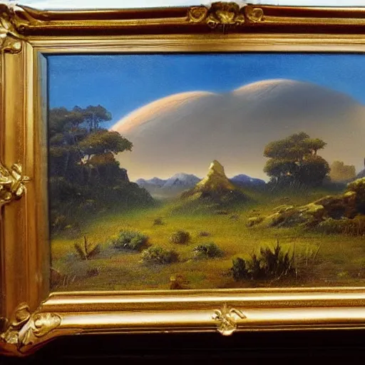 Prompt: large landscapes from another world, beautiful painting, very detailed fauna and flora, enhance lighting