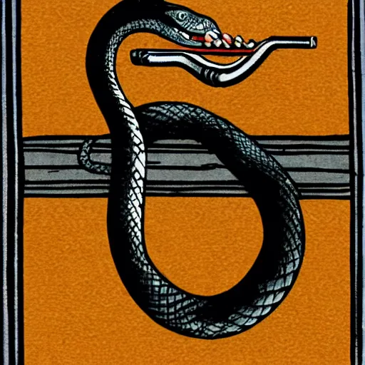 Prompt: snake smoking cigarette