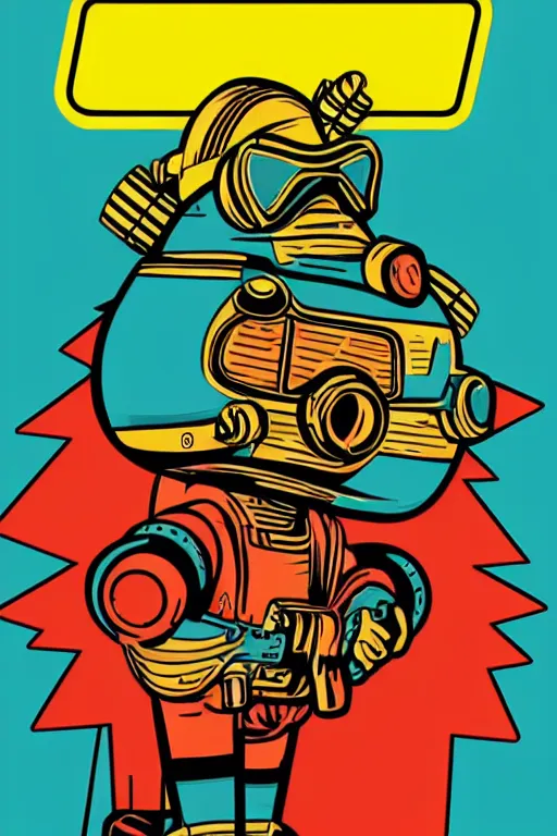 Image similar to fallout 7 6 retro futurist illustration art by butcher billy, sticker, colorful, illustration, highly detailed, simple, smooth and clean vector curves, no jagged lines, vector art, smooth andy warhol style