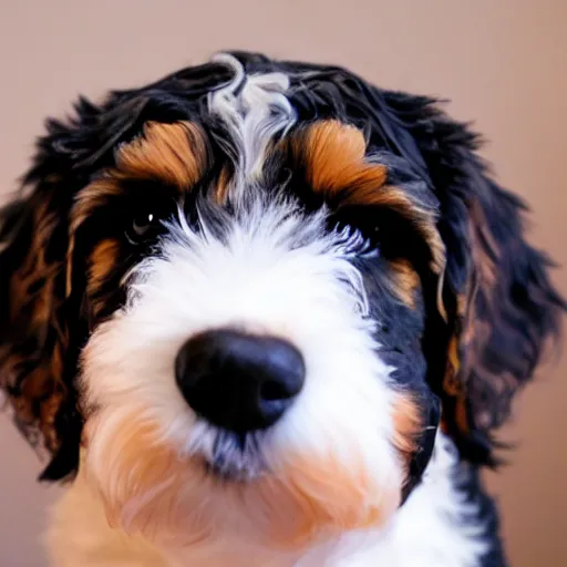 Prompt: bernedoodle with Disney eyes