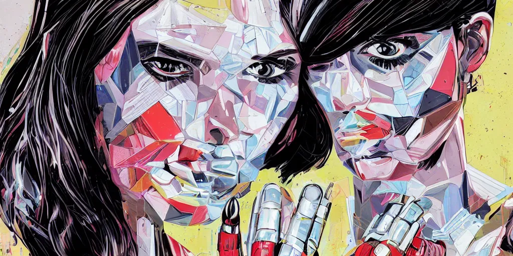 Image similar to a portrait of a single female android, by MARVEL comics and Sandra Chevrier