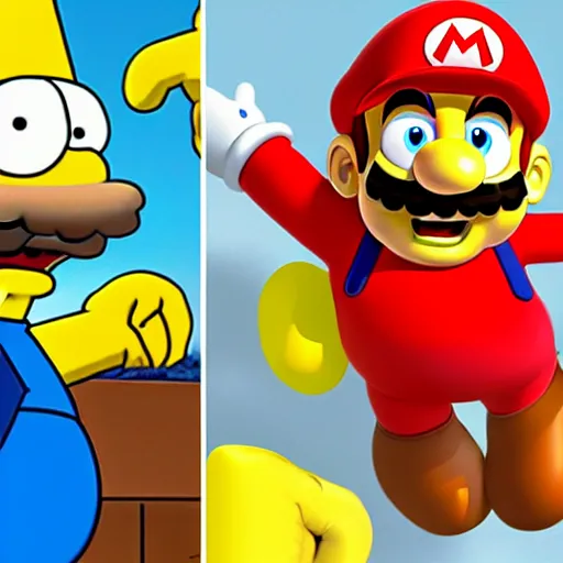 Image similar to mario as a simpsons character